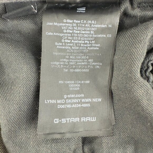 G Star RAW Lynn Mid Skinny Black Denim Jeans Women’s Size 26 x 32 US - Picture 7 of 16
